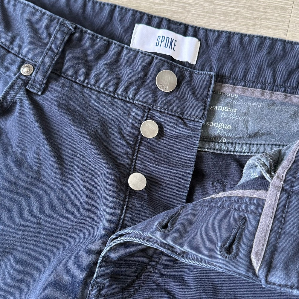 SPOKE Fives Build B Pants Button-Fly Chinos Navy Blue Size 34‎ Stretch
